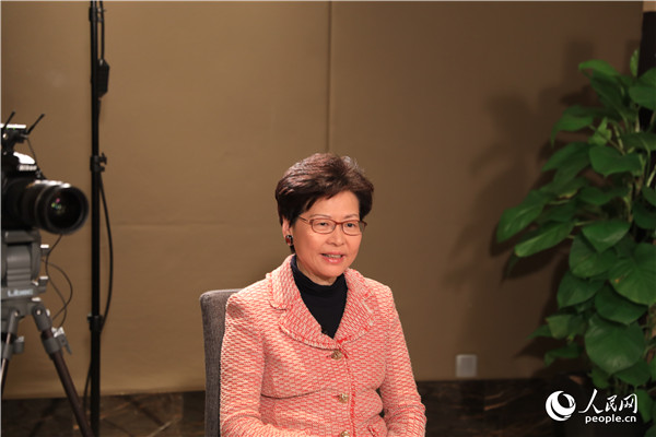 香港特別行政區(qū)行政長官林鄭月娥在北京接受人民網(wǎng)專訪。人民網(wǎng)記者 賈文婷攝